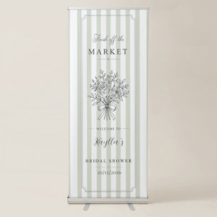 Fresh Off The Market Sage Green Floral Bridal Show Retractable Banner