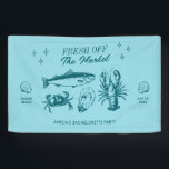 Fresh Off The Market Seafood Bachelorette Party Banner<br><div class="desc">Make a splash at your upcoming bachelorette party with this stunning beach bachelorette party design. Whether you're celebrating a bach trip, a girls' vacation, or a best friends' engagement, this custom beach bachelorette party design is the perfect addition to your unforgettable getaway. Add a personal touch to your bachelorette party...</div>