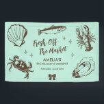 Fresh Off The Market Seafood Bachelorette Party Banner<br><div class="desc">Make a splash at your upcoming bachelorette party with this stunning beach bachelorette party design. Whether you're celebrating a bach trip, a girls' vacation, or a best friends' engagement, this custom beach bachelorette party design is the perfect addition to your unforgettable getaway. Add a personal touch to your bachelorette party...</div>