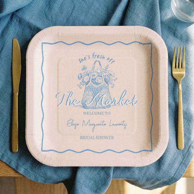 Fresh Off The Market Sketch Floral Bridal Shower  Paper Plate (Fresh Off The Market Sketch Floral Bridal Shower Paper Plates)