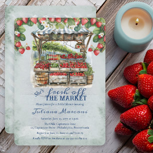 Fresh Off The Market Strawberries Bridal Shower Invitation