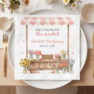 Fresh Off The Market Striped Awning Sunflowers Napkin