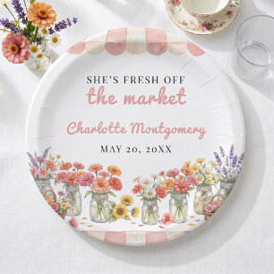 Fresh Off The Market Striped Awning Sunflowers Paper Plate