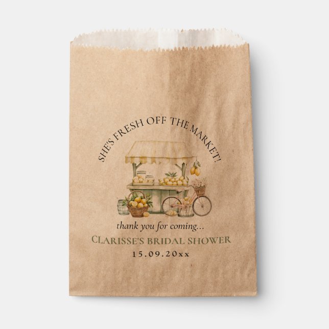 Fresh Off The Market Summer Citrus Bridal Shower Favour Bags (Front)