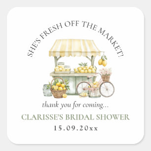 Fresh Off The Market Summer Citrus Bridal Shower Square Sticker