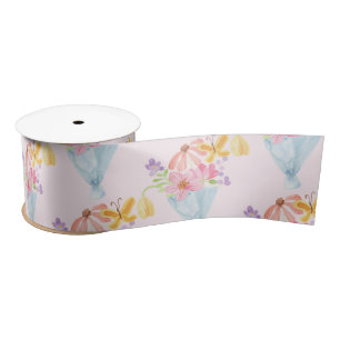 Fresh Off the Market Watercolor Floral Bouquet Satin Ribbon
