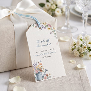 Fresh Off The Market Watering Can Bridal Shower Gift Tags