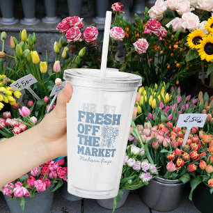 Fresh Off the Market Whimsical Blue Bridal Shower Acrylic Tumbler