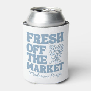 Fresh Off the Market Whimsical Blue Bridal Shower Can Cooler