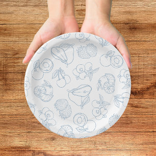 Fresh Off the Market Whimsical Blue Bridal Shower Paper Plate