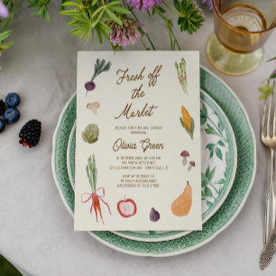 Fresh Off The Market Whimsical Bridal Shower Invitation