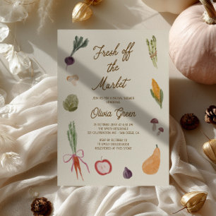 Fresh Off The Market Whimsical Bridal Shower Invitation