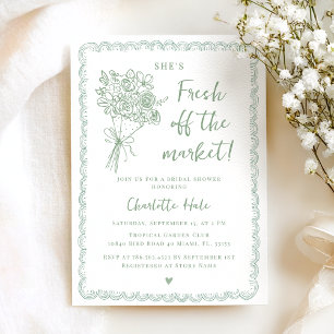 Fresh Off the Market Whimsical Bridal Shower Invitation