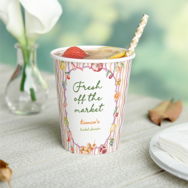 Fresh Off The Market Whimsical Bridal Shower Paper Cups (Insitu)