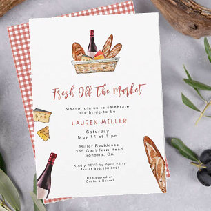 Fresh Off the Market Wine & Cheese Bridal shower Invitation