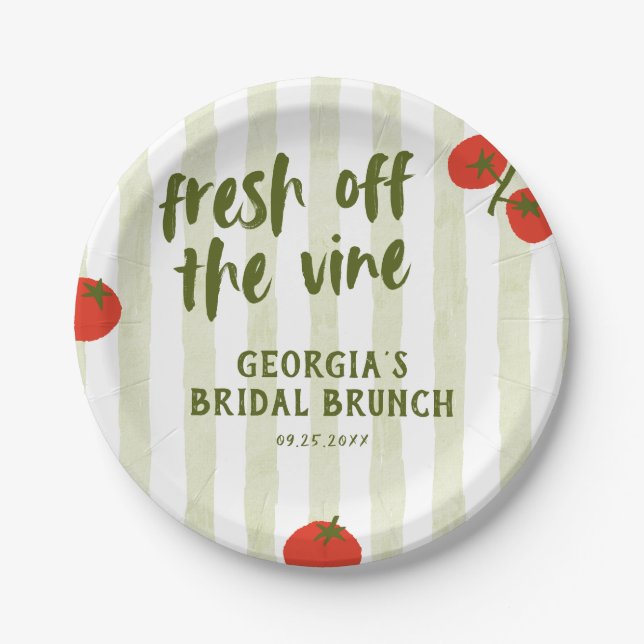 Fresh Off The Vine Tomato Bridal Shower Paper Plate (Front)