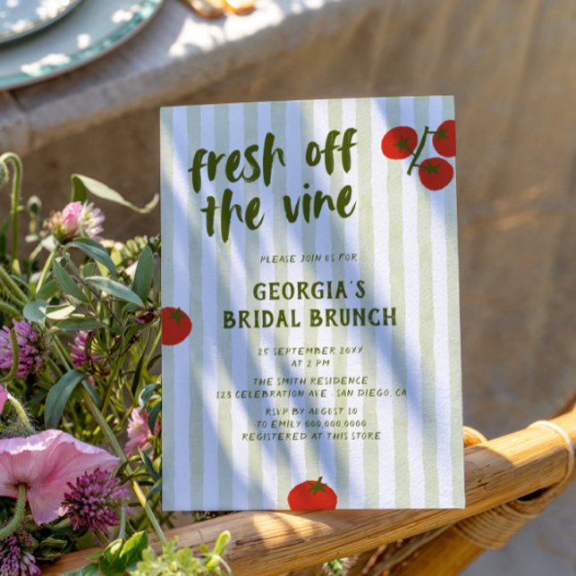 Fresh Off The Vine Tomato Hand Drawn Bridal Shower Invitation (Creator Uploaded)