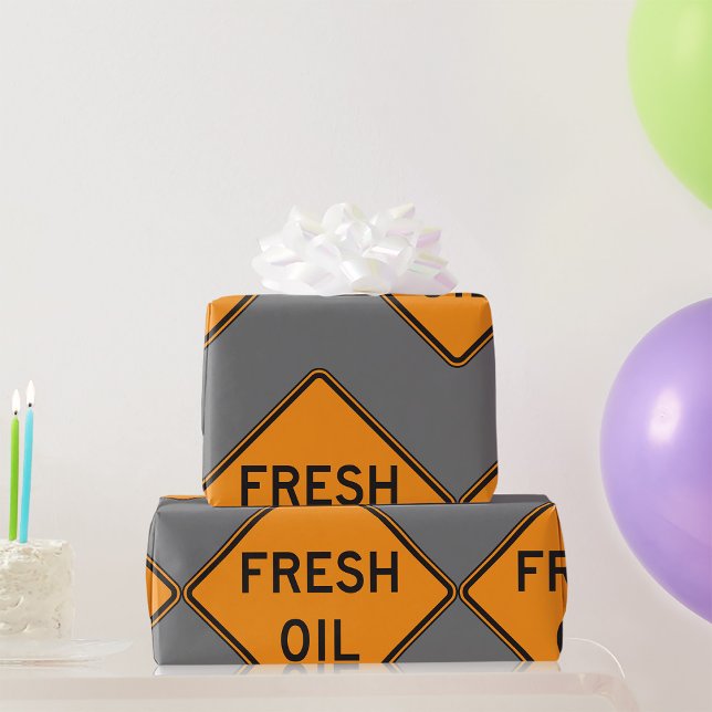Fresh Oil Road Sign Wrapping Paper (Creator Uploaded)