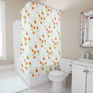 Fresh Orange Floral Shower Curtain