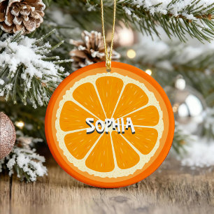 Fresh Orange Fruit Juicy Lemon Juice Illustration Ceramic Tree Decoration