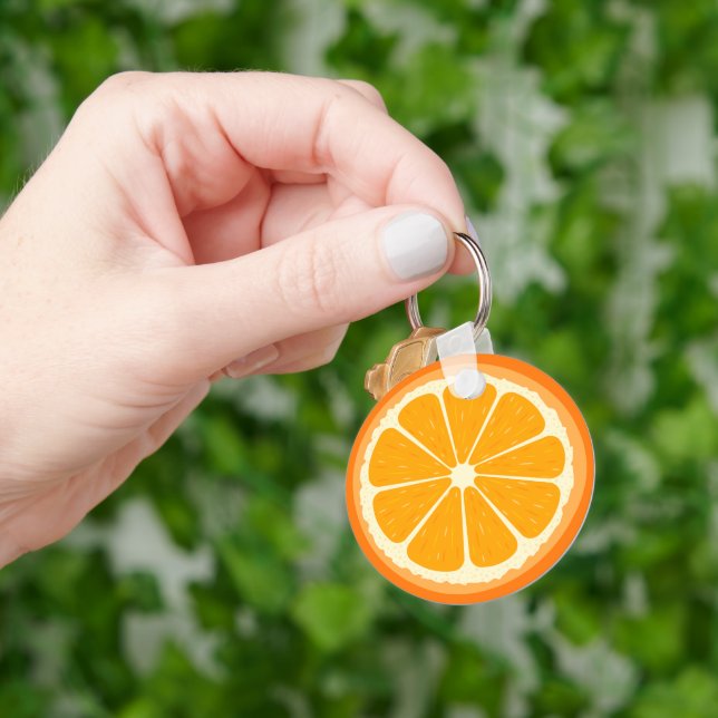 Fresh Orange Fruit Juicy Lemon Juice Illustration Key Ring (Hand)
