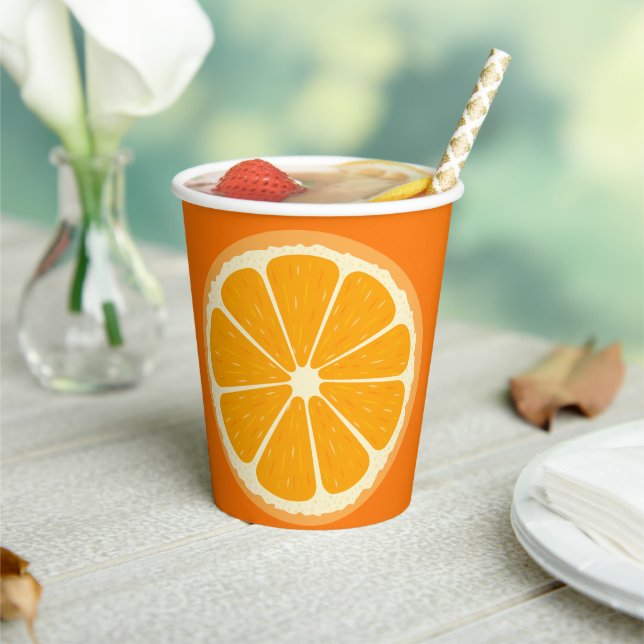 Fresh Orange Fruit Juicy Lemon Juice Illustration Paper Cups (Insitu)