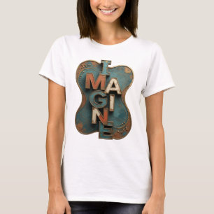 Fresh Orange IMAGINE Artistic Motif T-Shirt