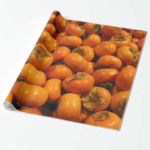 Fresh Orange Persimmon Fruits Wrapping Paper