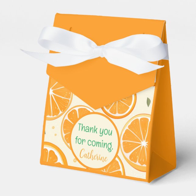 Fresh Orange Slice Pattern – Bright Citrus Fruit Favour Box (Front Side)