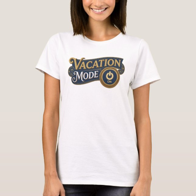 Fresh Orange VACATION MODE ON Statement Design T-Shirt (Front)