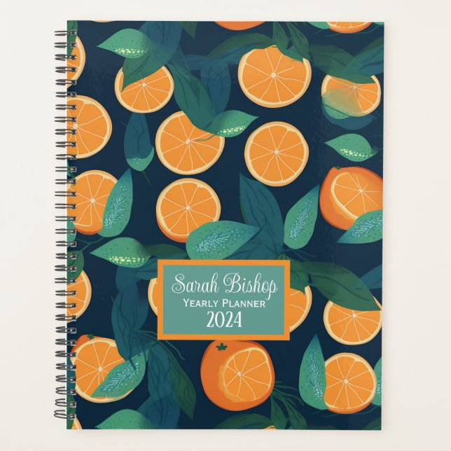 Fresh Oranges Custom Yearly Planner Hardcover (Front)