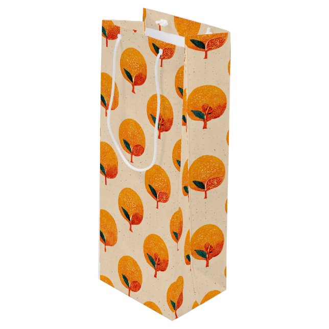 Fresh Oranges Illustration Wine Gift Bag (Front Angled)