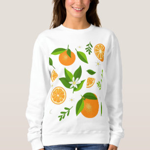 Fresh oranges with flowers and leaves sweatshirt