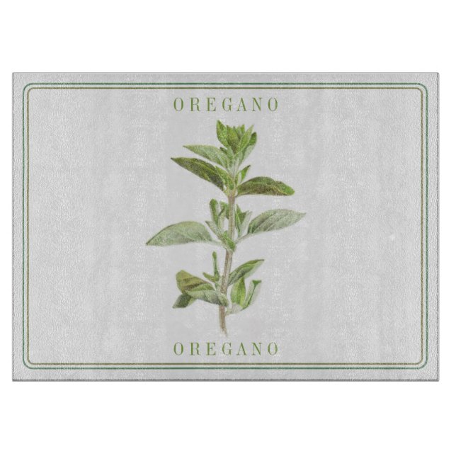 FRESH OREGANO 15x11 Glass Cutting Board (Front)