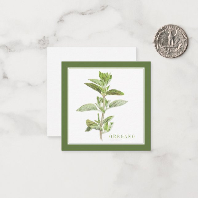 FRESH OREGANO 2.5" Square Flat Card / Green (Front/Back In Situ)