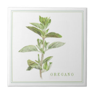 FRESH OREGANO 4.25x4.25 Ceramic Tile (+text)