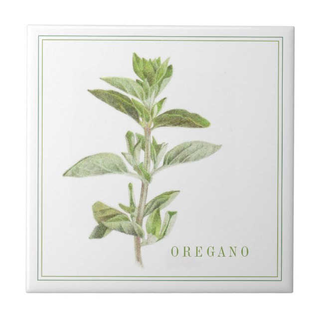 FRESH OREGANO 4.25x4.25 Ceramic Tile (+text) (Front)