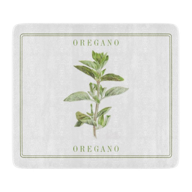 FRESH OREGANO 6x7 Glass Cutting Board (Front)
