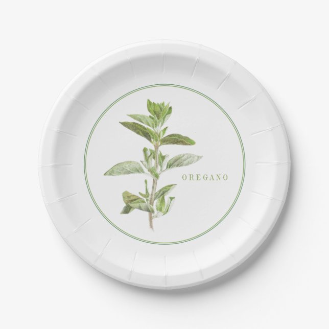 FRESH OREGANO 7" Round Paper Plates (Front)