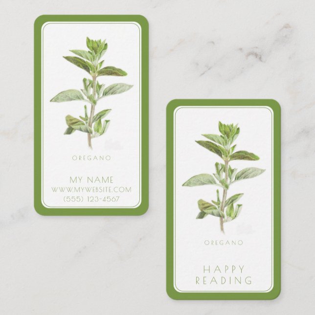 FRESH OREGANO Business Bookmark - 3.5x2 Card Green (Front/Back)