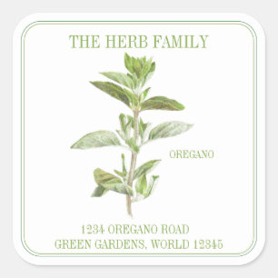 FRESH OREGANO Large Square Address Envelope Seals