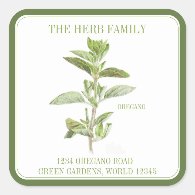 FRESH OREGANO Large Square Envelope Seals - Green (Front)