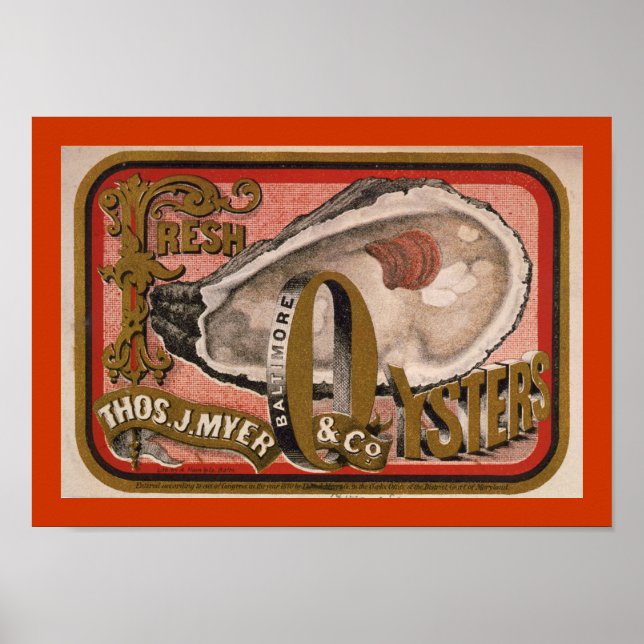 Fresh Oyster Label Art Poster (Front)