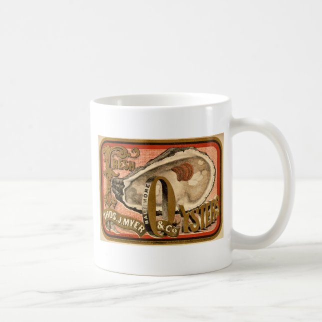 Fresh Oysters Vintage Advertisement circa 1870 Coffee Mug (Right)