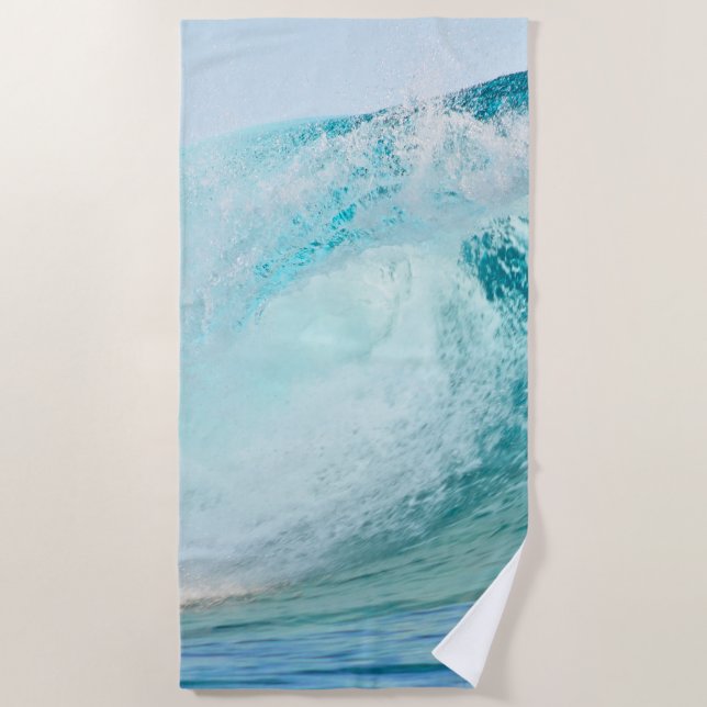 Fresh Pacific ocean blue wave breaking Beach Towel (Front)