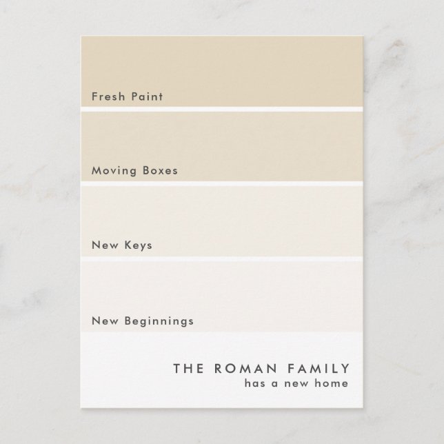Fresh Paint Chip Moving Announcement Beige Postcard (Front)