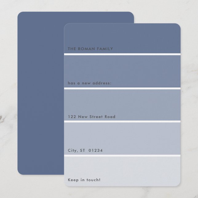 Fresh Paint Moving Announcement Blue Paint Chip (Front/Back)