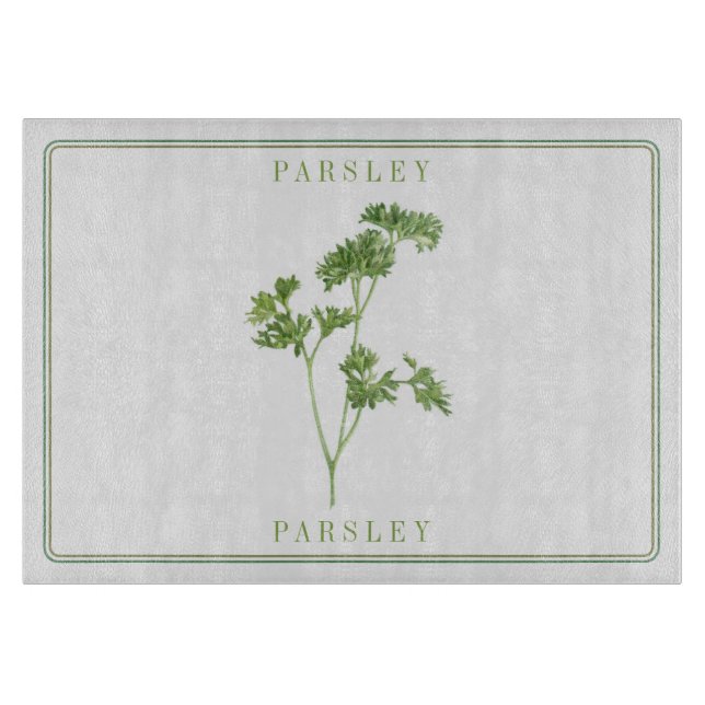FRESH PARSLEY 11x8 Glass Cutting Board (Front)