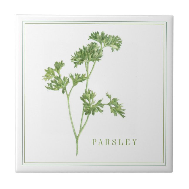 FRESH PARSLEY 4.25x4.25 Ceramic Tile (+text) (Front)