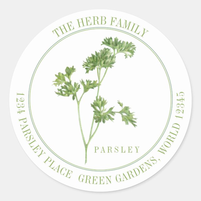 FRESH PARSLEY Large Round Address Envelope Seals (Front)